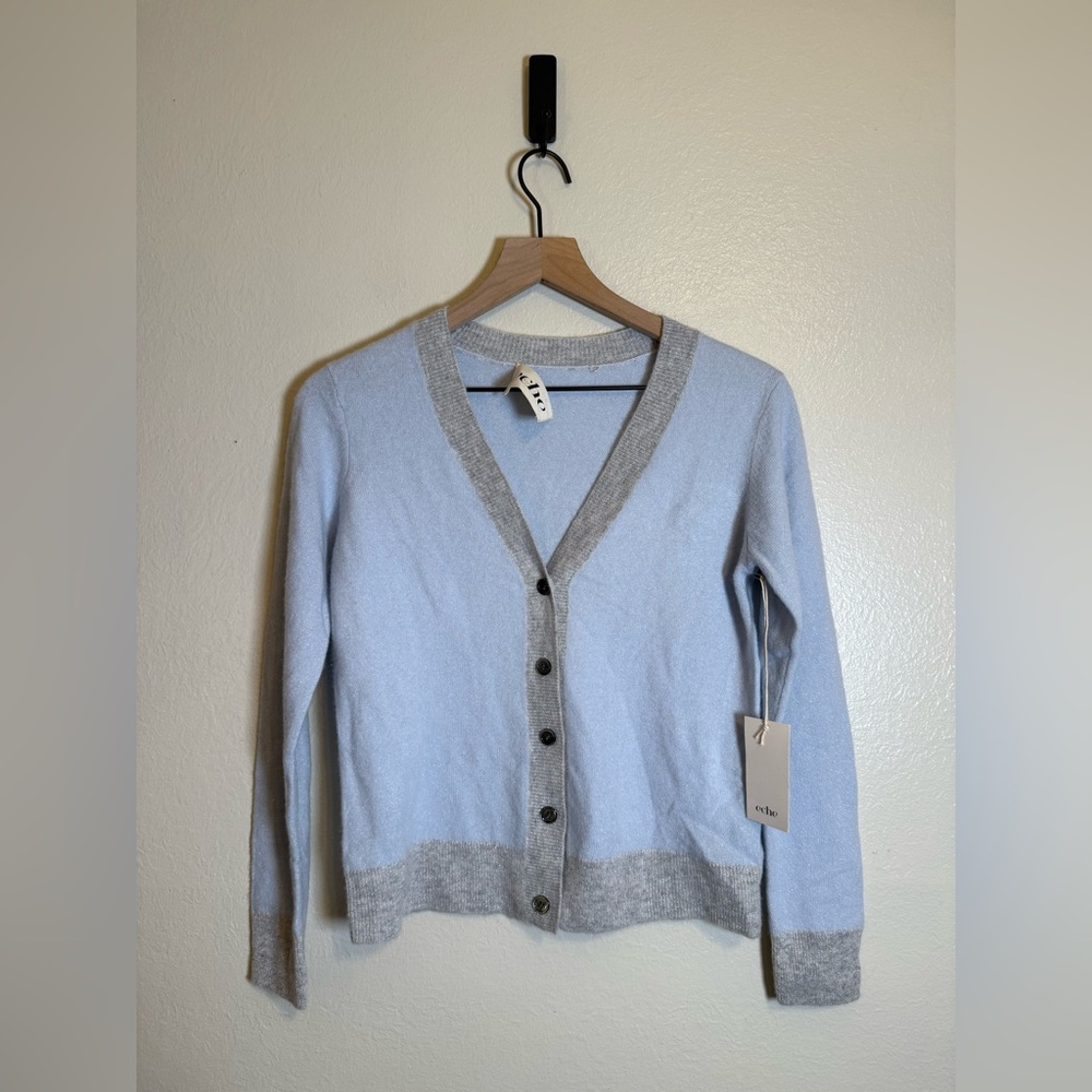 Eche Blue and Silver‎ Metallic Cashmere Cardigan